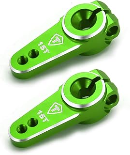 TREAL SCX24 Servo Horn 15T for EMAX Servo, Aluminum 7075 Servo Arm (2P) Compatible with Axial 1/24 SCX24(Green)