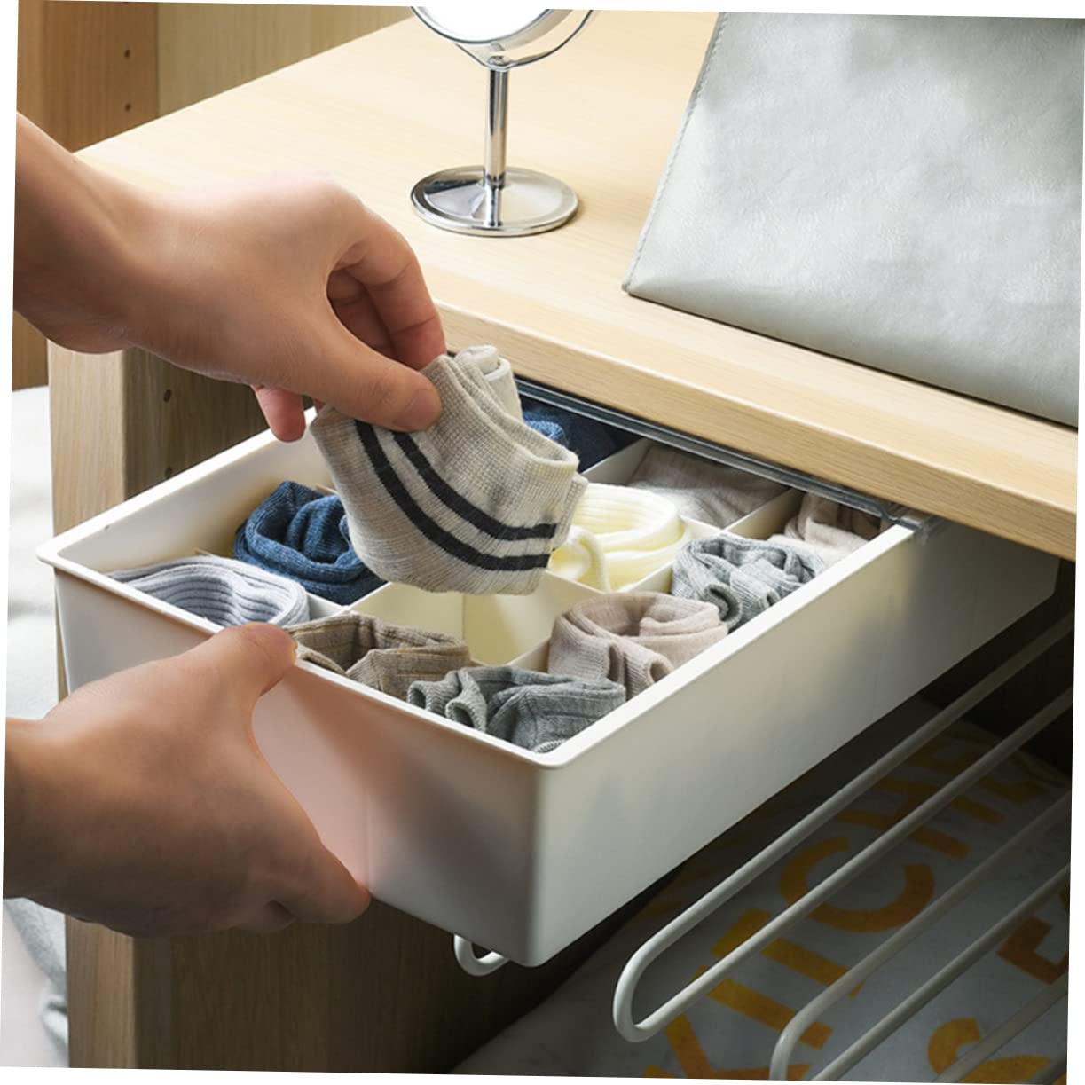 Scatola Portaoggetti Scomparti in Plastica Bianca per Organizzare e Ordinare per Calzini e Cravatte per Guardaroba e Spazi Abitativi
