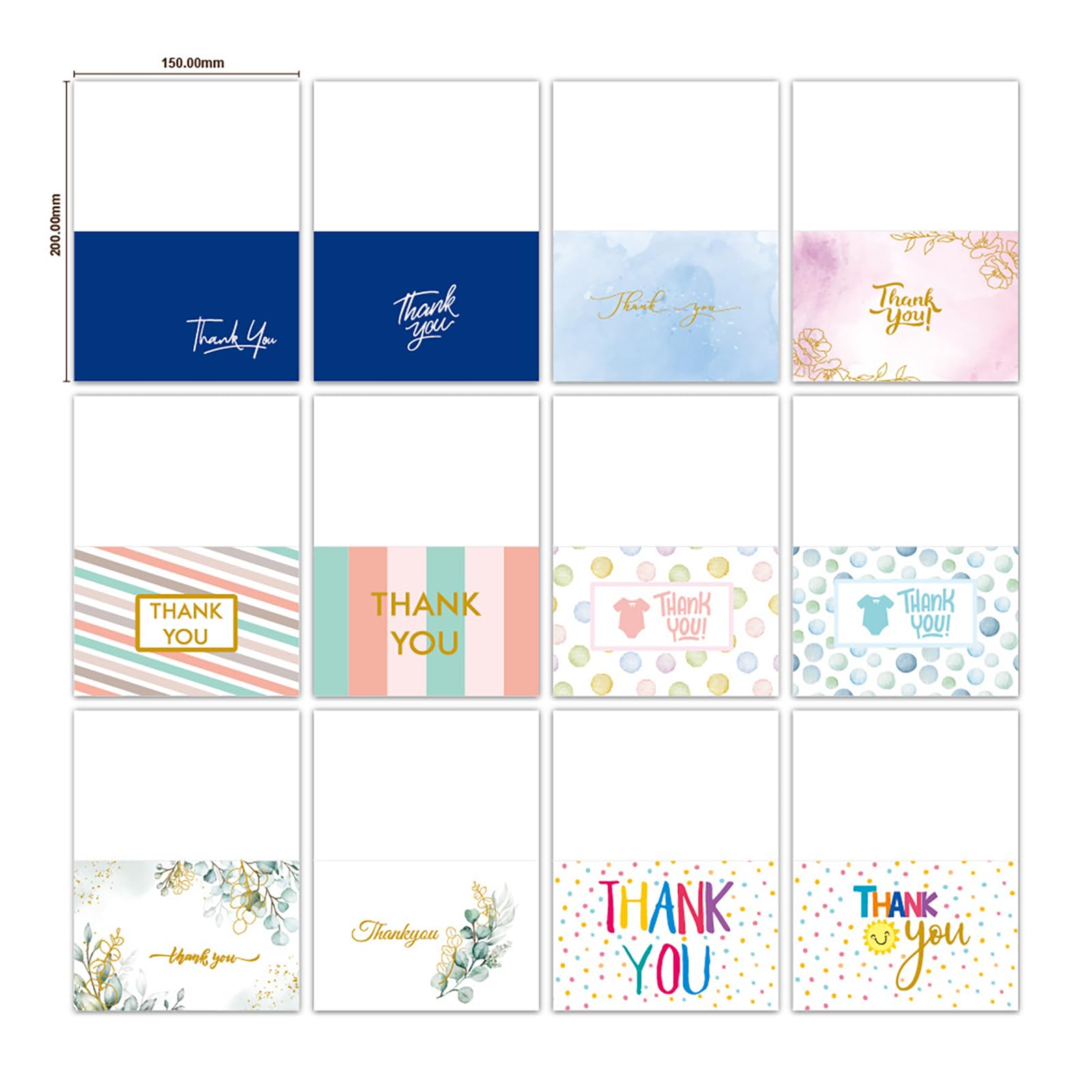 Elegauit Thank You Cards 48 Pack, 4 x 6 Greeting Card with Envelopes Stickers Blank Cards Assortment for Family Friends Classmates Gift Decorations - Image 4