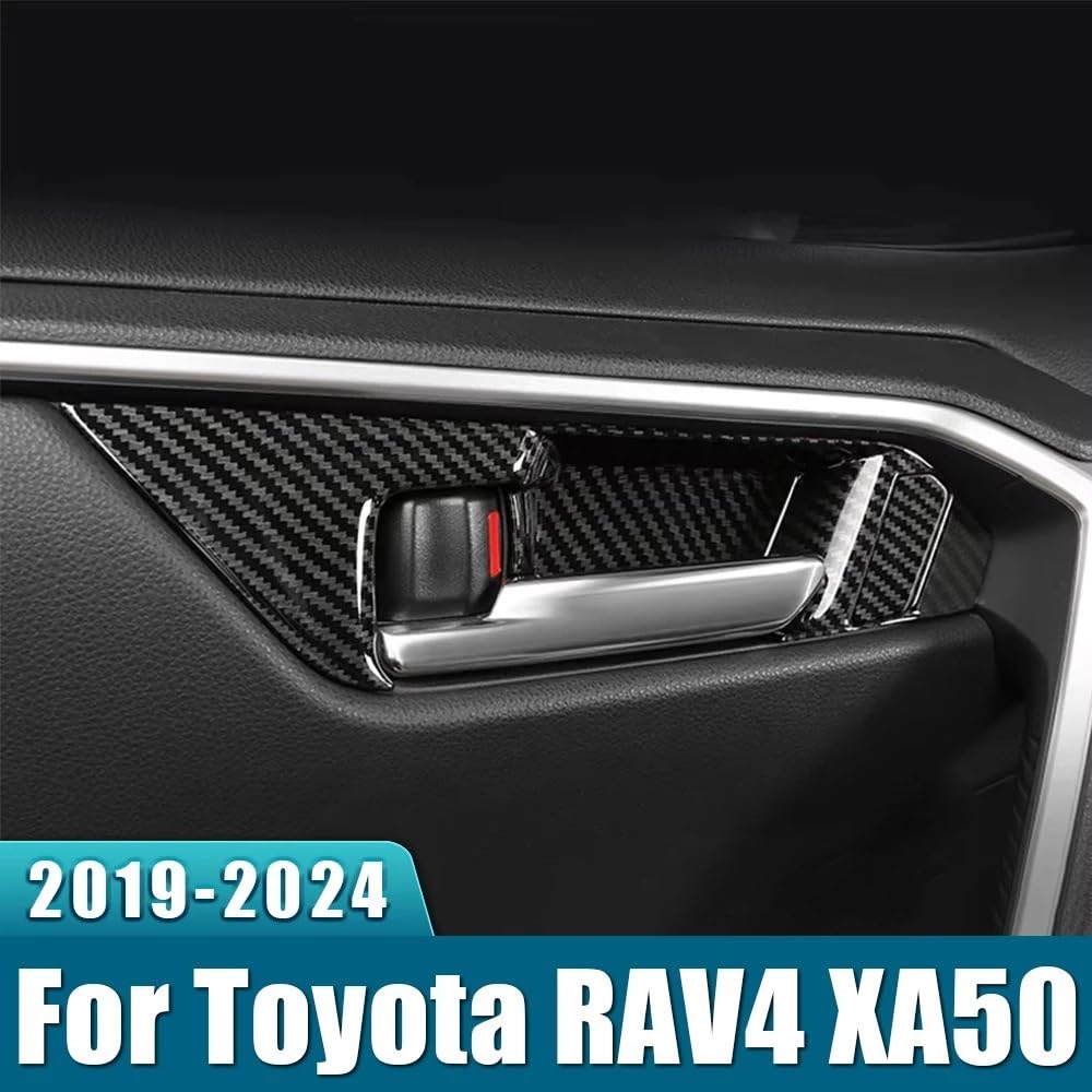 deskę rozdzielczą osłona pokrowiec deskę Do toyoty Do RAV4 XA50 2019-2024 | Naklejki wykończeniowe osłony klamki wewnętrznej drzwi samochodu(Silver)