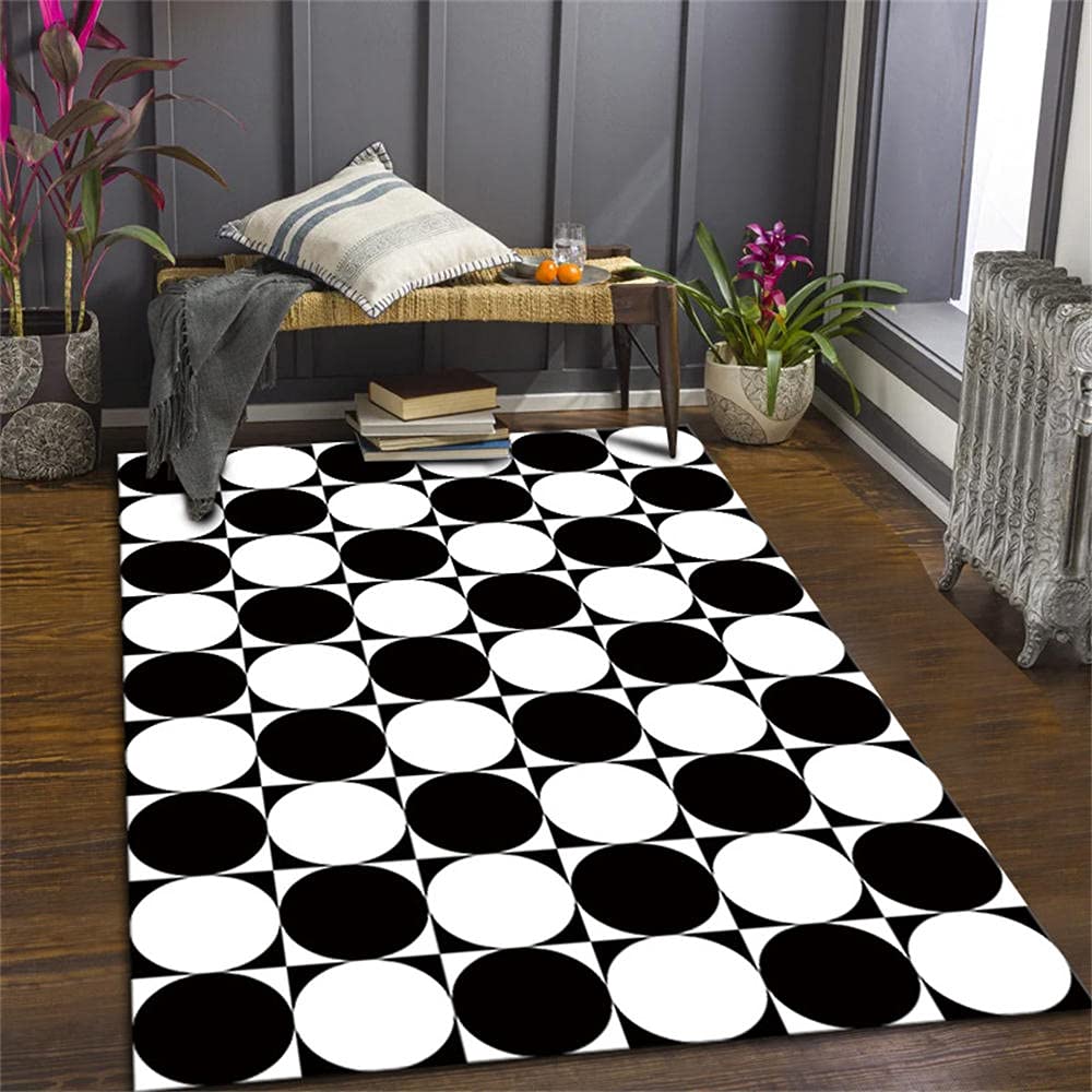 Tapis géométriques noir et blanc antidérapants 40X60CM pour cuisine et séjour