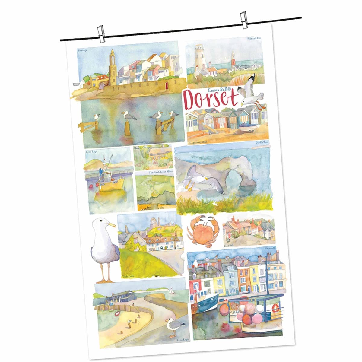 Emma Ball Multicolor Dorset Tea Towel