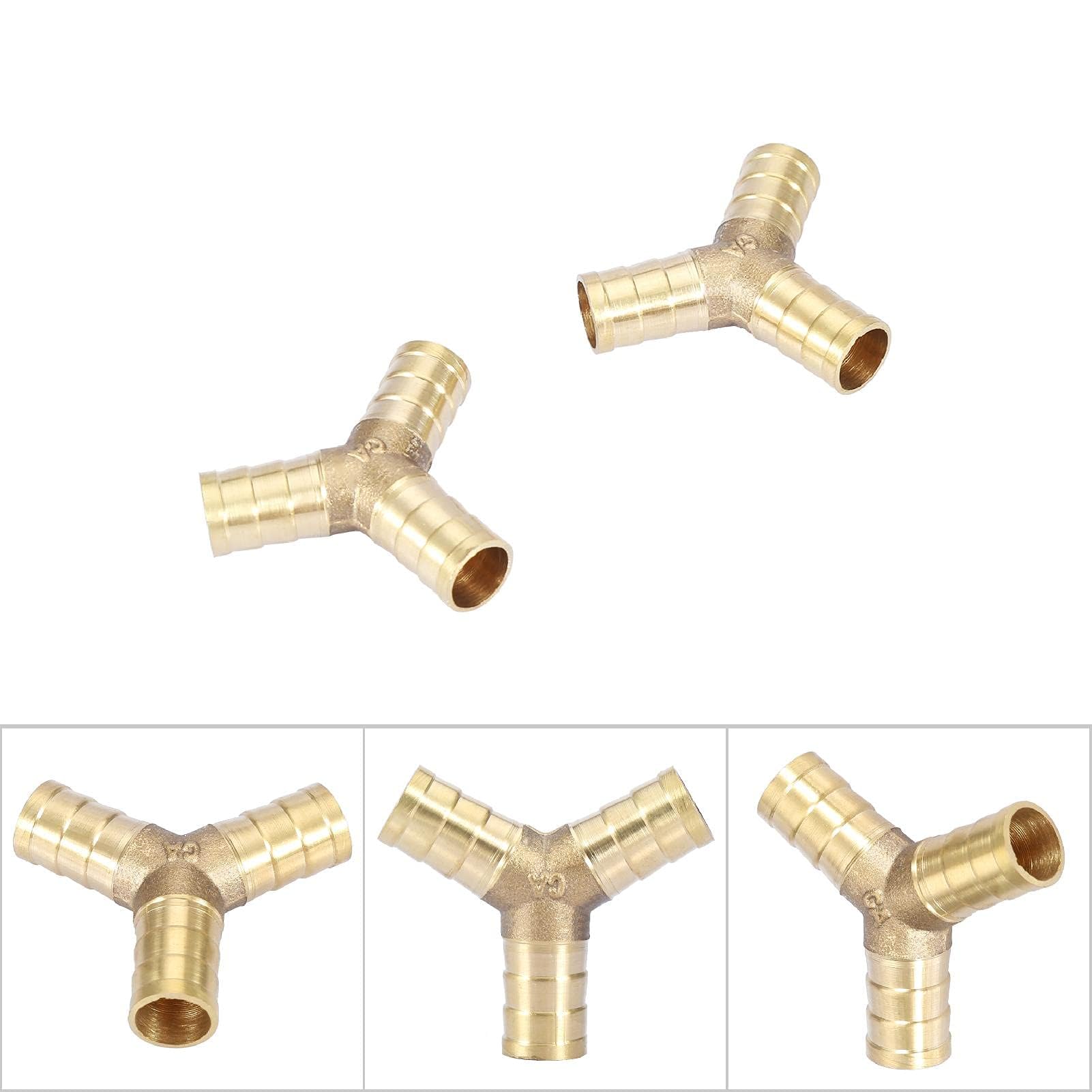 Connettore a Spina di Tubo a Forma di Y in Ottone Connettore a 3 Vie Joiner Union Adapter OD 6/8/10/12/14/16mm Giuntatrice per Raccordo Aria Acqua Gas( 12mm(2pcs