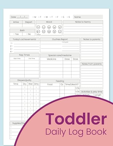 Toddler Daily Log Book: Nanny LogBook for Daily Reports, Activities, Medication, Accidents, and Notes for Daycare or At-Home Care