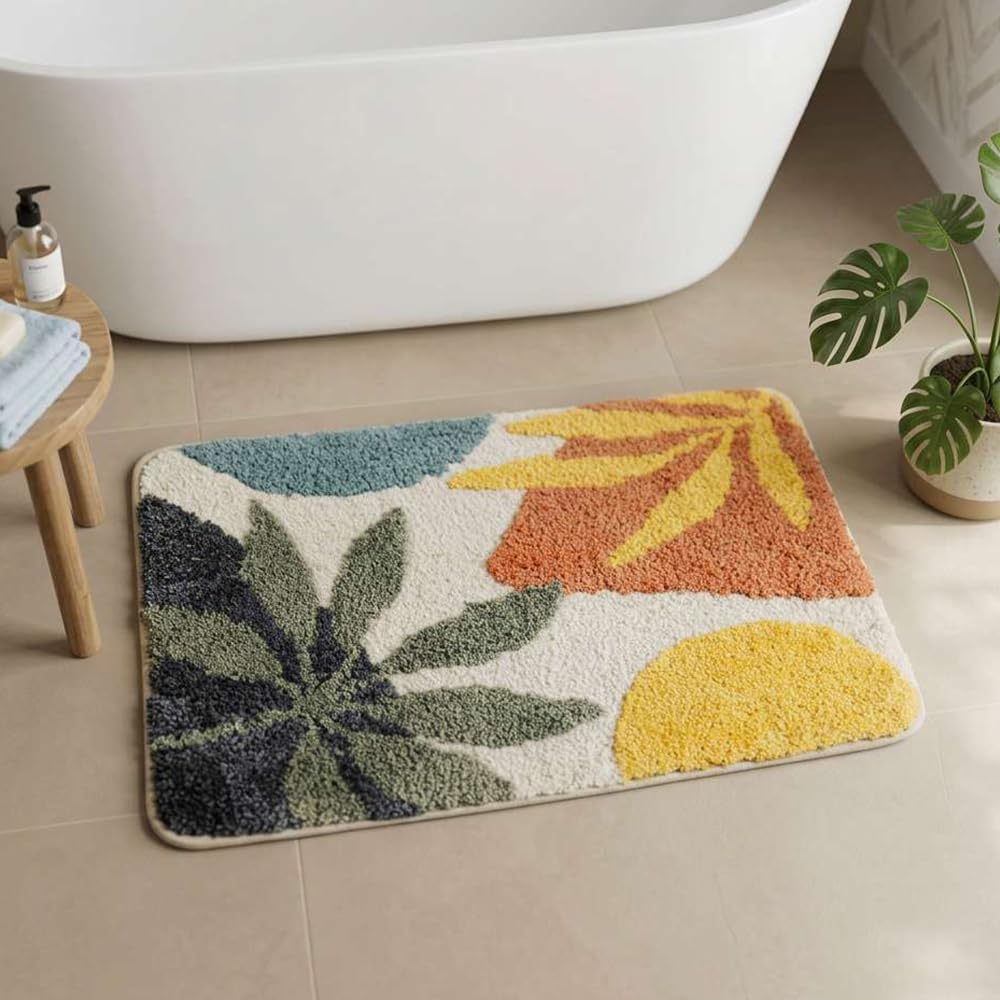 Morbuy Non-slip Bathroom Rugs, Bath Mat Bathroom Carpet Super Absorbent Soft Shower Suitable for Living Room/Kitchen/Bedroom Indoor Outdoor (40 * 60cm, Forest)