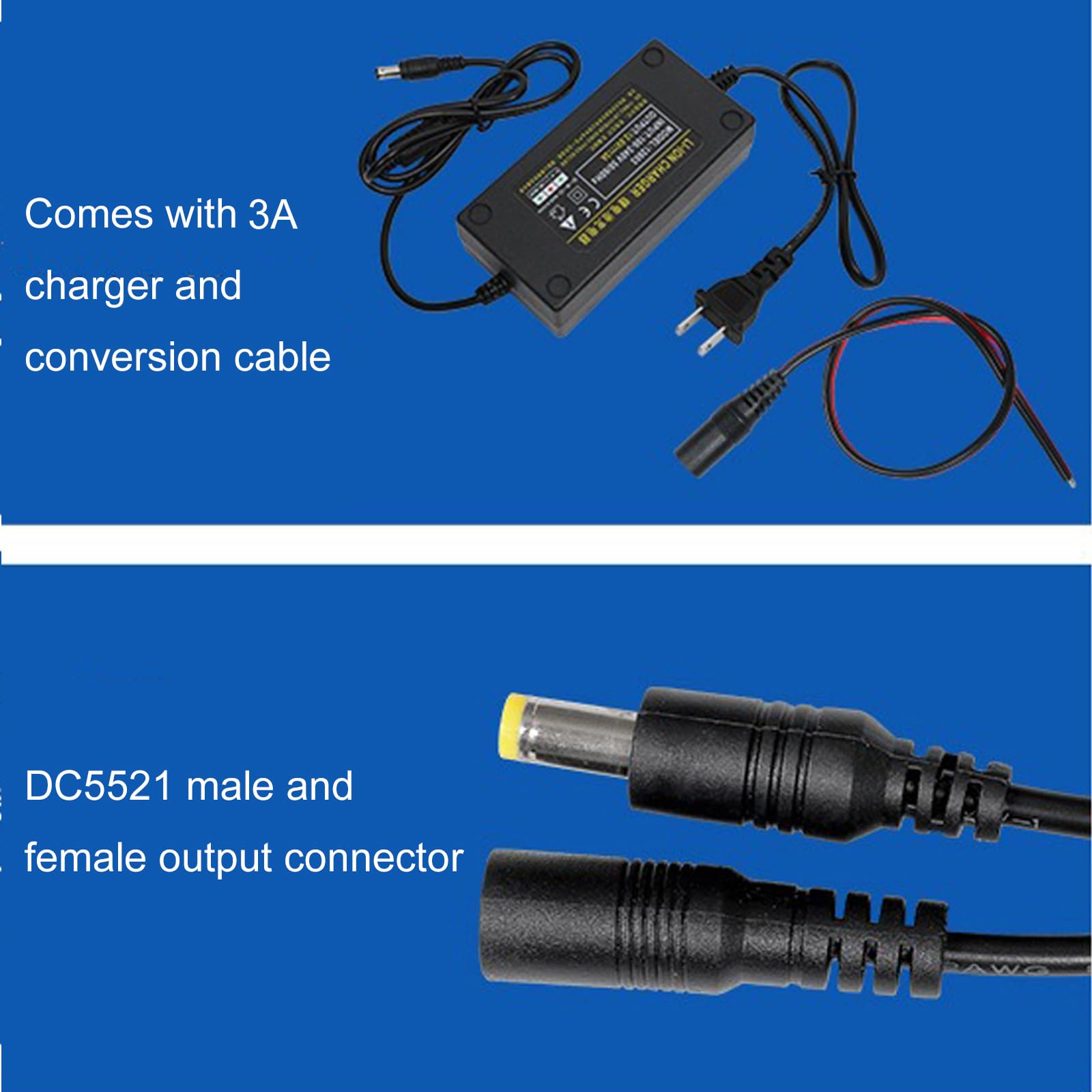 Batería Iones Litio Recargable 12V 30Ah batería de polímero de Litio portátil de 30 000 mAh para Equipos electrónicos de 12 V con Cargador,No Light 12v30000mah