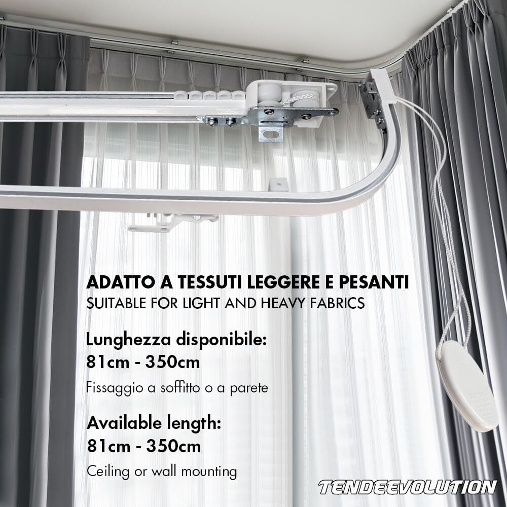 V3VOGUE Binari Tenda, Curvabile Binario for Tende da Soffitto, Bastone for Tende in Alluminio Facile da Tagliare E A Curvo for Finestre A Forma di L/U, Tenda da Doccia, Divisori di Stanze