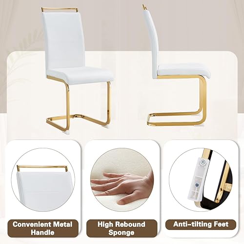 Miniatura 8 de Juego de Mesa de Comedor de Vidrio de 51", Juego de Mesa de Comedor para Cocina Pequeña para 4 con Sillas, Superficie de Vidrio Templado con Patas