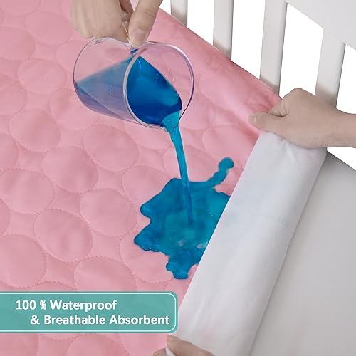 Miniatura 5 de Sábana acolchada impermeable para cuna, funda de colchón para cuna para bebé, lavable a máquina y apto para secadora, protector de colchón para cama