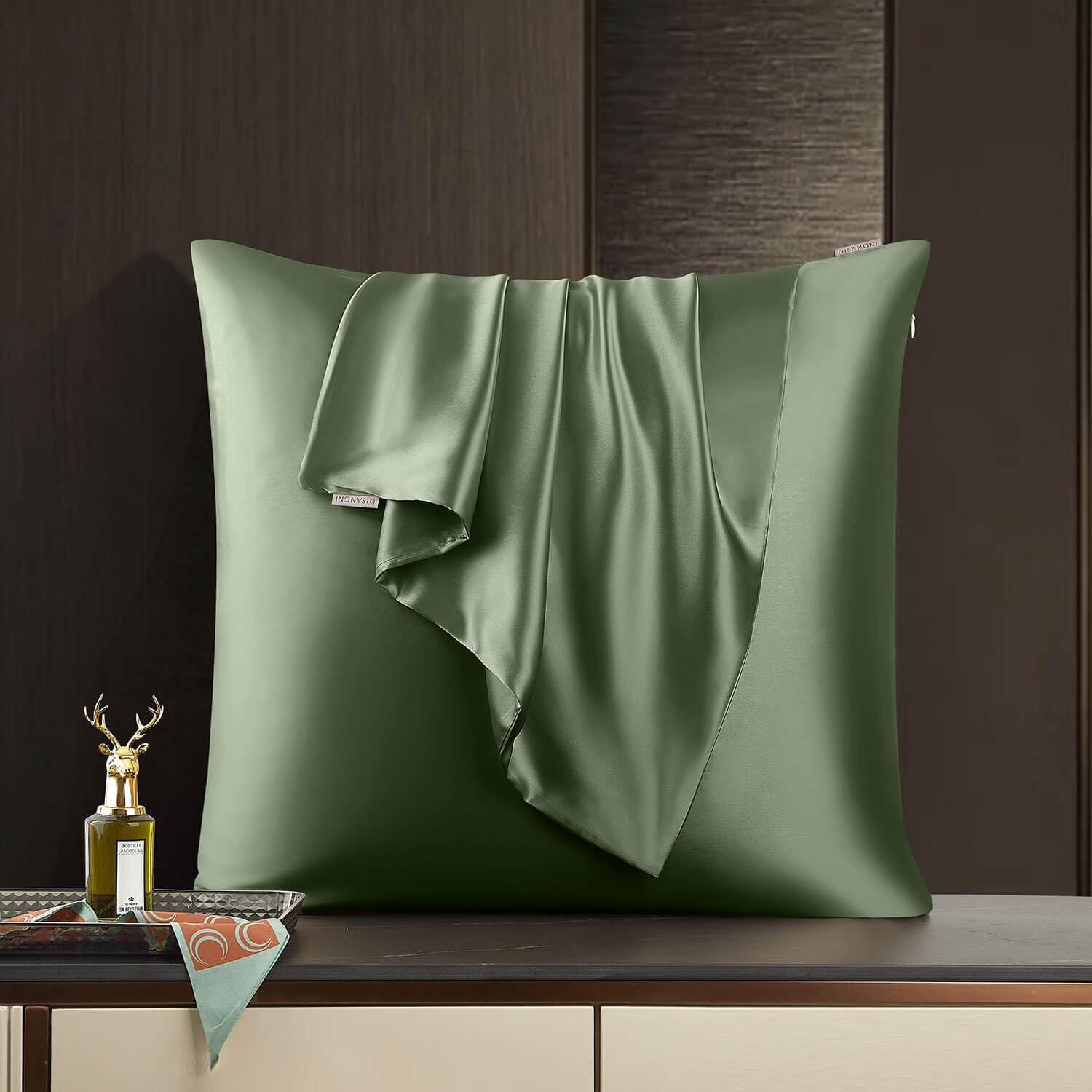 DISANGNI 100% Natuurlijke Moerbei Zijde Kussensloop voor Haar en Huid met Verborgen Rits 22 Momme Beide Kanten Echte Zijde Kussensloop (1 stuk 60x60cm, Wit