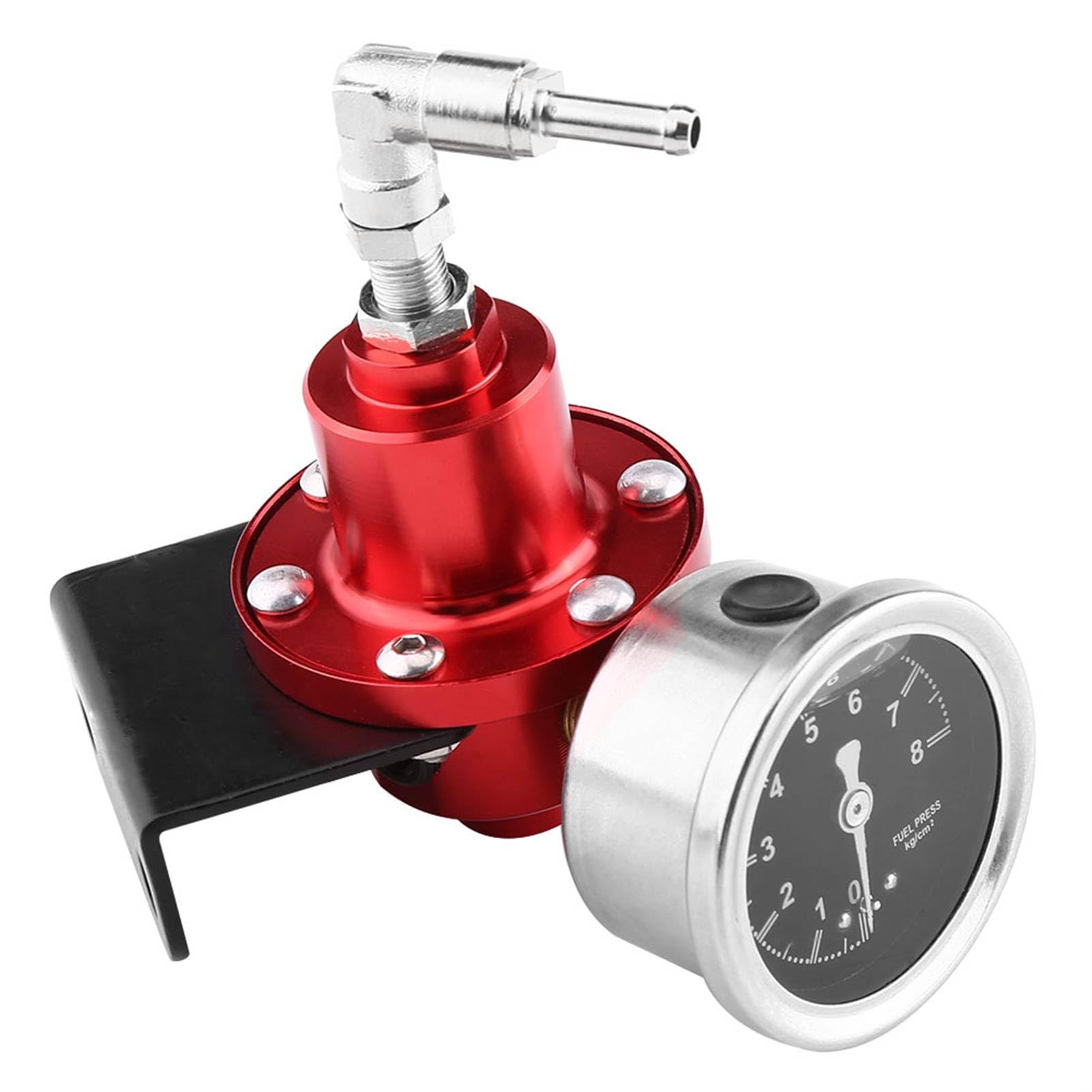 Yctze Regolatore Pressione Benzina - Componenti di distribuzione ricambi Auto Regolatore di Pressione del Carburante FPR Regolabile in Alluminio Universale con manometro per Auto Rossa