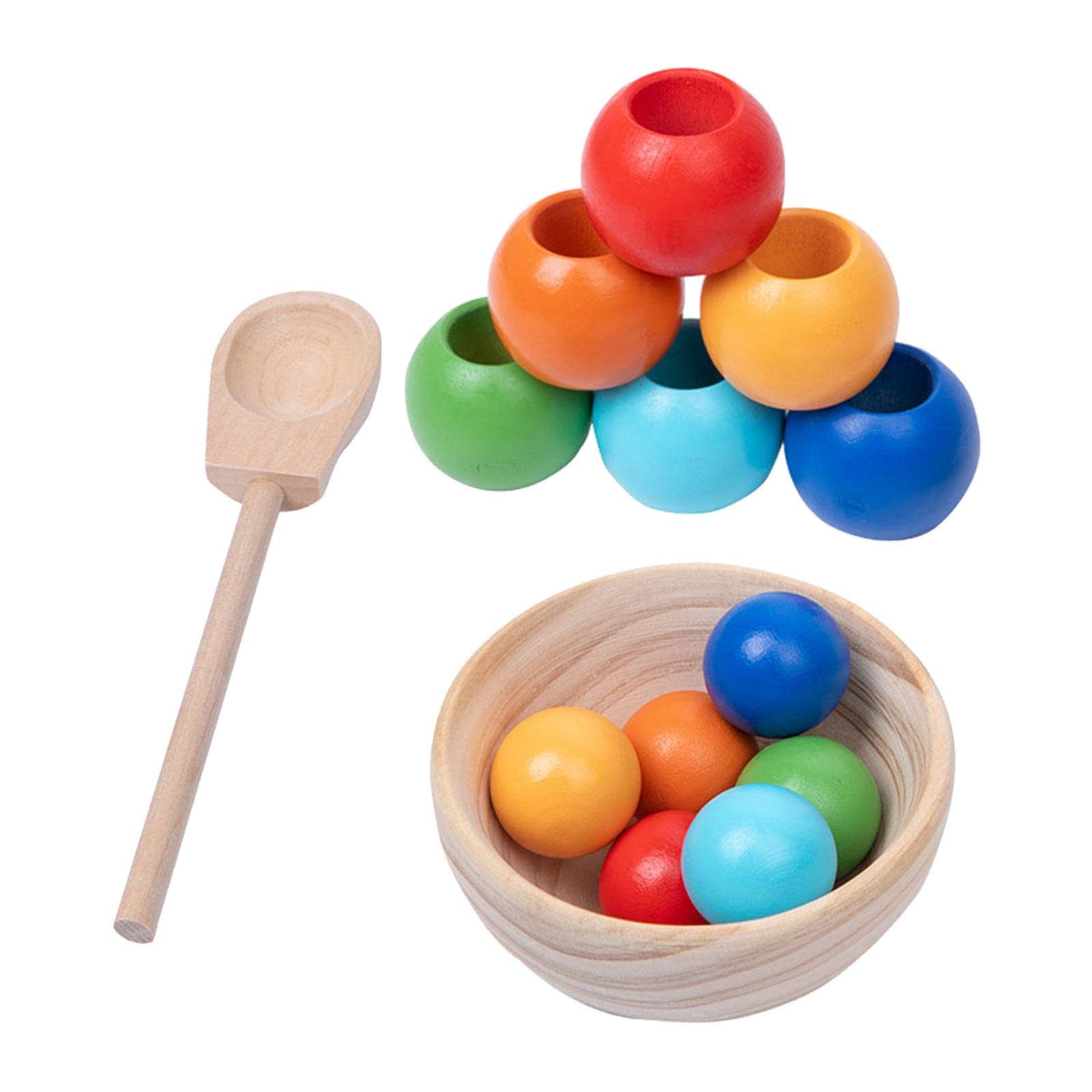 Sortierspiel für Kinder Holz Sortierspielzeug Perlen Farbzuordnung Lernbrett Stapelspiel Feinmotorik Zählspiel für Vorschulerziehung Zuhaus, Regenbogenperlen