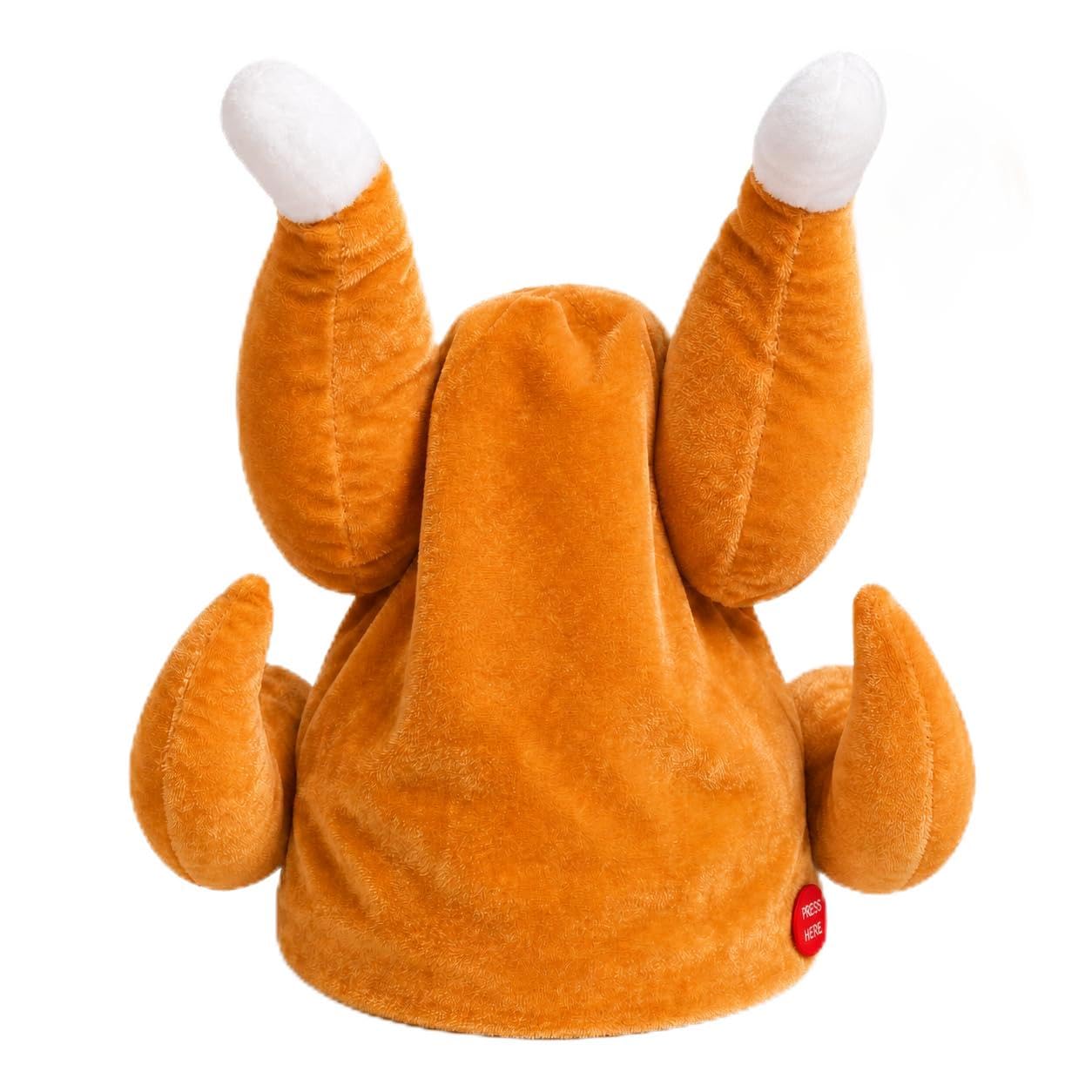Lets Go Crimbo Musical Turkey Hat Plush Dancing Headwear Novelty One Size