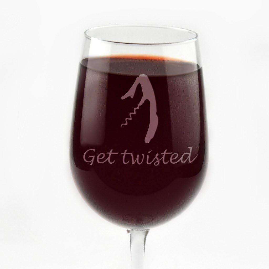 Engraved Corkscrew Themed Wine Glasses - Set of 4
