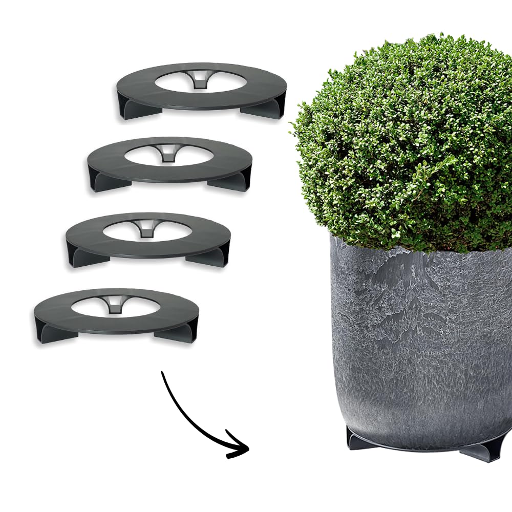 4-częściowy zestaw – podstawki pod doniczkę – kolor: czarny – okrągły – średnica 27 cm – materiał z recyklingu – Made in Germany