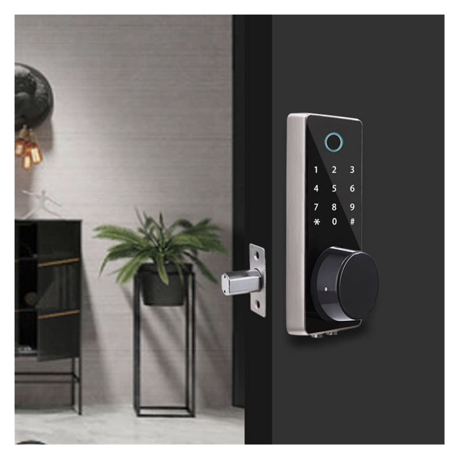 Inteligentny zamek do drzwi, Czarny inteligentny odcisk palca Deadbolt Lock Wifi App Zdalne sterowanie automatyczną blokadą Ic Blokada drzwi karty dom
