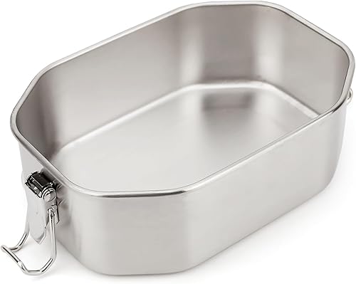 Miniatura 5 de Contenedor de almuerzo de acero inoxidable, caja Bento de metal con tapa a prueba de fugas, recipiente de alimentos de acero inoxidable con cuchara