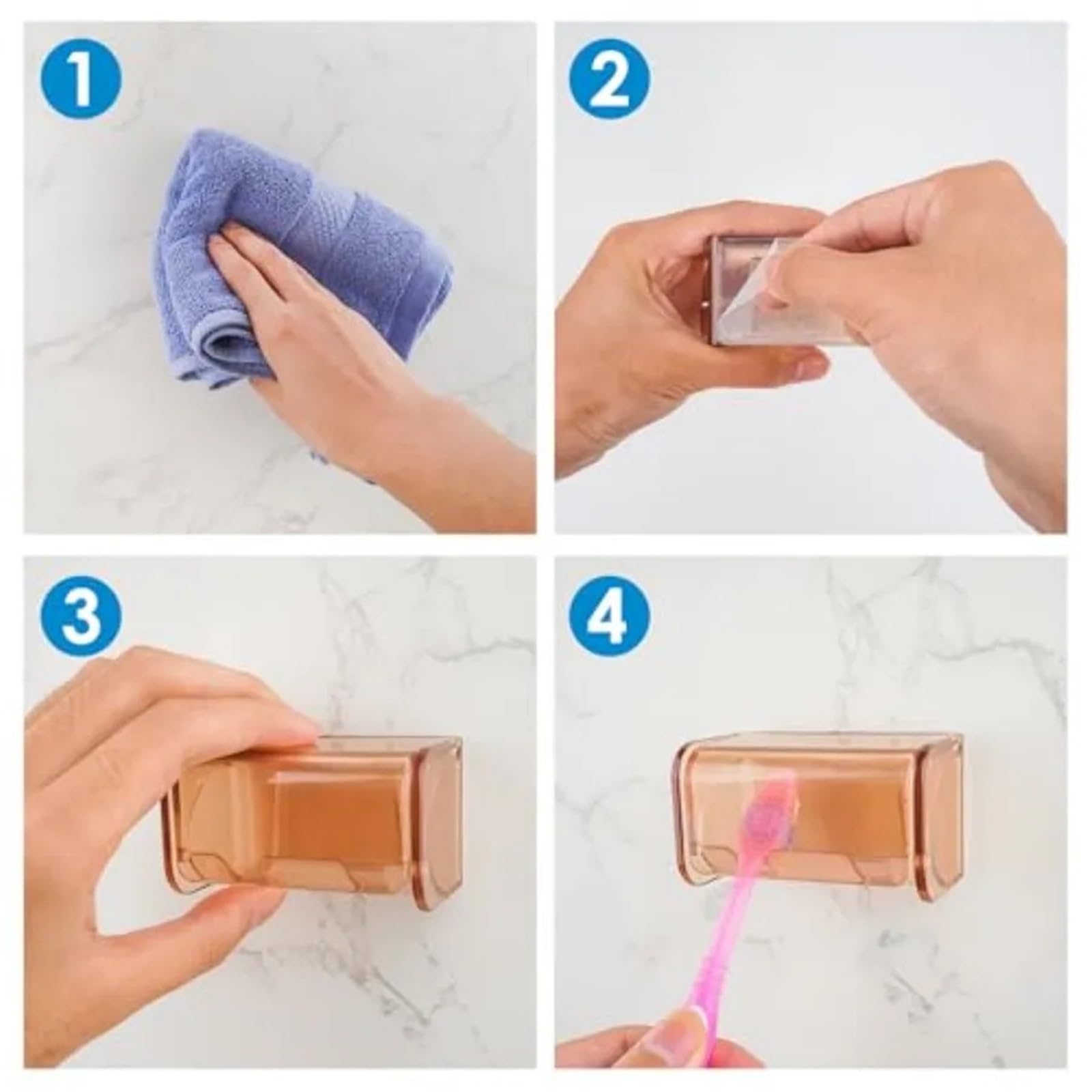Porta Spazzolini Da Parete Portaspazzolino da parete con 2 slot | Con coperchio organizer autoadesivo for doccia da bagno