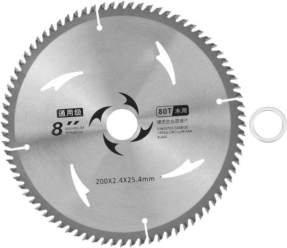 8 Inch Circular Saw Blade 80 Teeth Carbide Tipped - for Cutting Wood, Chipboard, and Plywood with Smooth Finish, Woodworking Saw Blade for Precision Cuts in DIY and Professional Use