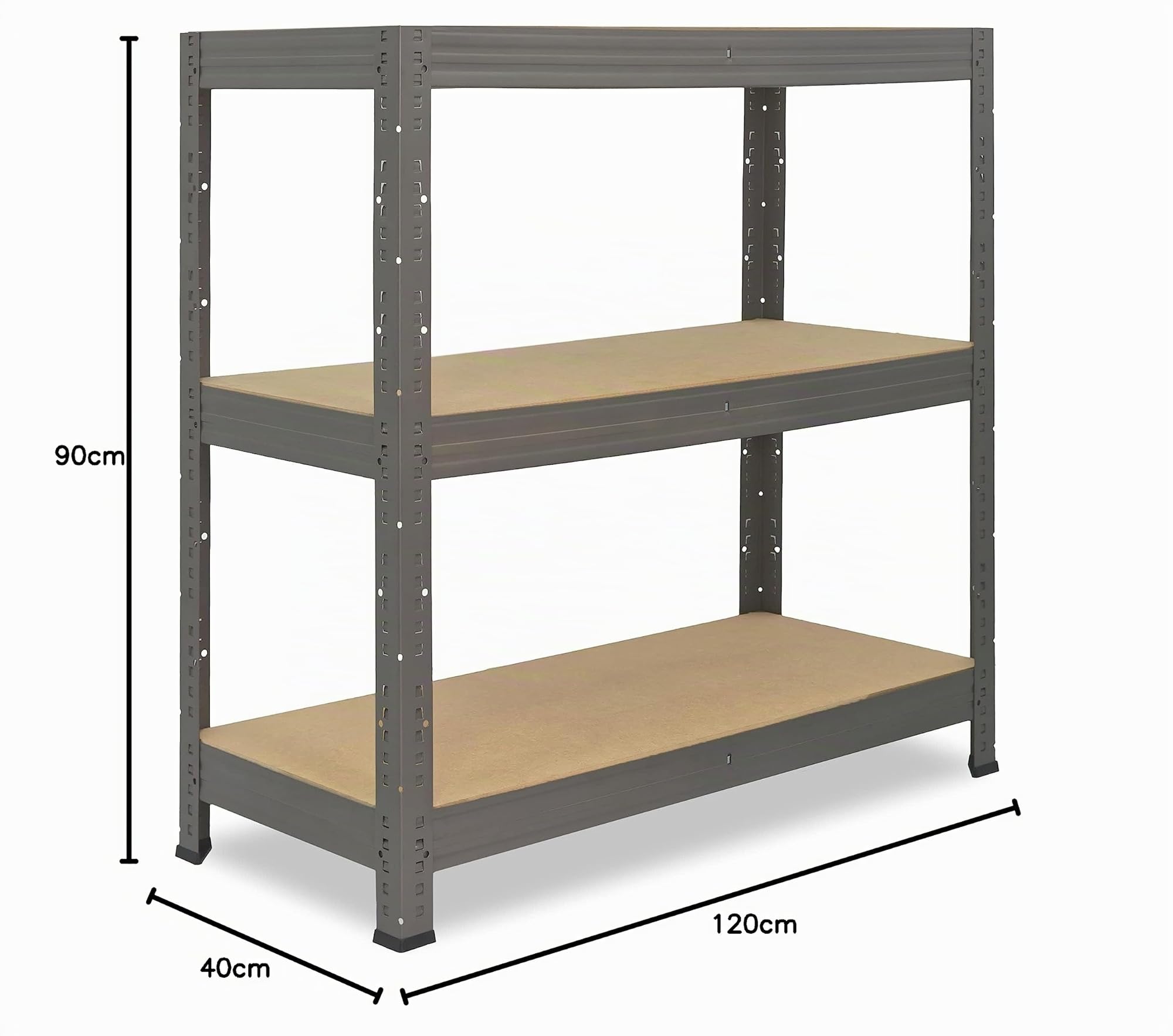 shelfplaza® 90x120x40cm PRO Scaffale metallo per carichi pesanti grigio con 3 ripiani con 200kg capacità di carico/Scaffali in metallo per garage come scaffali per ripostiglio o officina