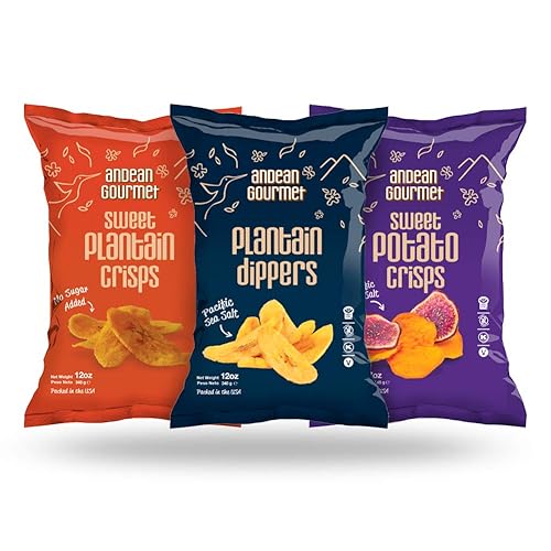 Miniatura 8 de ANDEAN GOURMET Patatas fritas de plátano con sal marina del Pacífico, 12 onzas (paquete de 3), sin gluten, totalmente naturales, sin OMG y Kosher