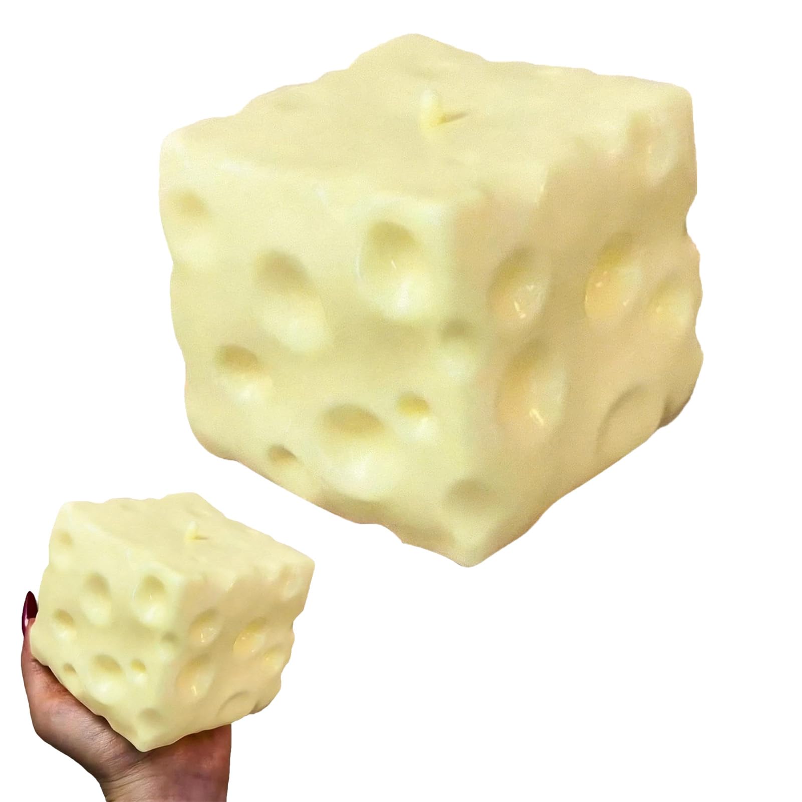 Cheese Shaped Squishies Fidget Toy, Smooth Non Sticky Elastic Material With Soft Bouncy Texture, Reusable Deformable Squeeze Plaything With Classic Cube Appearance For Desktop Placement，1PCS