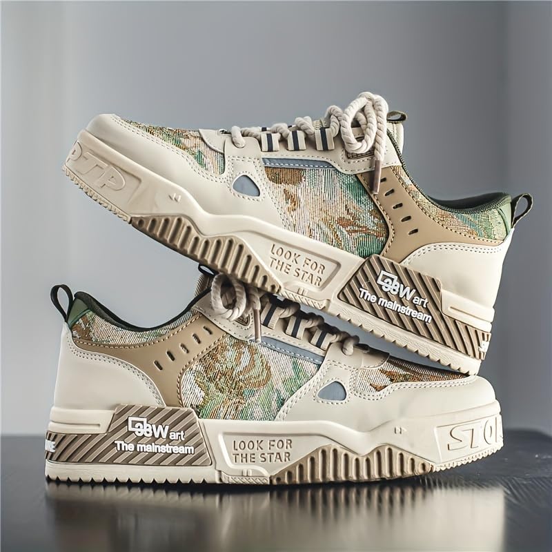 Alphabet Print Street Skate Shoes - Trendy Men's Skateboarding Footwear Non-Slip Laces, and Casual Style for Outdoor Activities - Street Fashion Enthusiasts Plus Size4