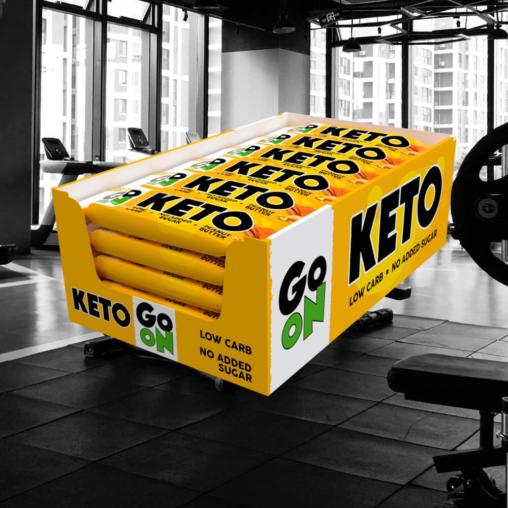 GO ON - Keto Riegel Ohne Kohlenhydrate Ohne Zucker Erdnussbutter 24 x 50g, Diät Riegel Snack, Keto Bar, Zuckerfreie Proteinriegel, Ketogene Zero Süßigkeiten