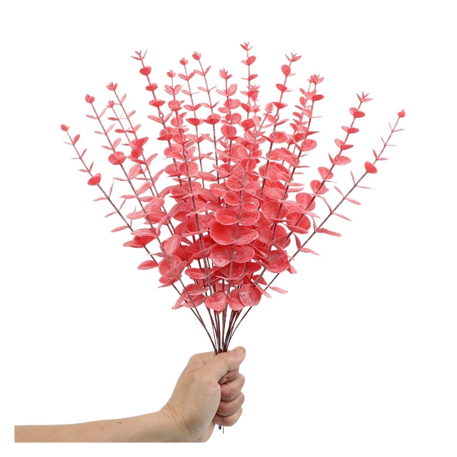 YGLEEULI Artificial Foliage Stems 5pcs/Lot Artificial Gold Eucalyptus Branch Stem Plants for Wedding Flower Arrangement Greenery Home Decoration(Color6)
