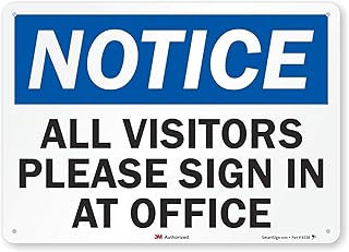 SmartSign “Notice - All Visitors Please Sign In At Office†Sign | 10