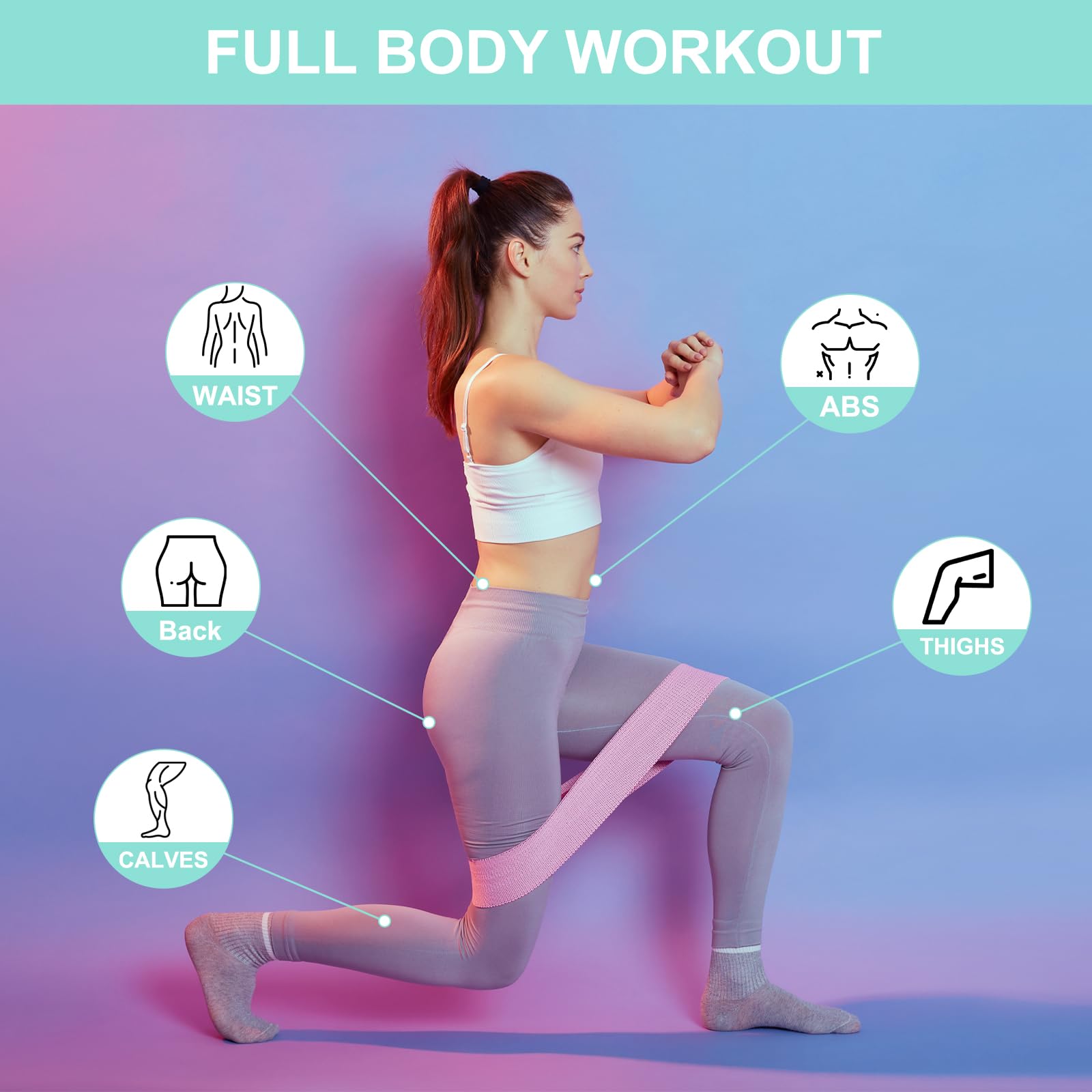 PATIKIL Fasce di resistenza in tessuto, fasce elastiche per esercizi per donne e uomini, fasce per allenamento per gambe del sedere, per fitness e pilates