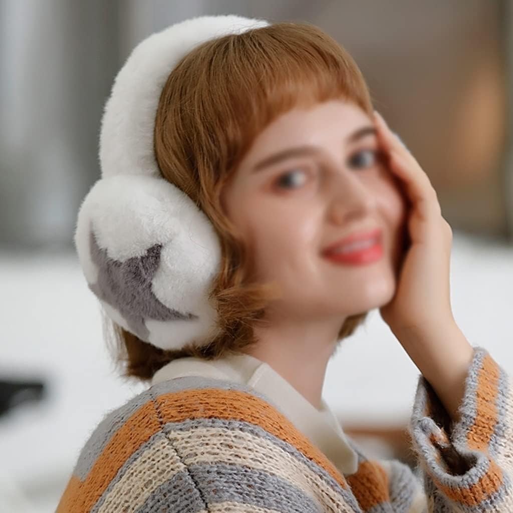 Ear Warmers Cute Earmuffs Foldable Ear Warmers Winter Warm Ear Warmers Soft Plush Star Decoration for Men and Women (Color : C)