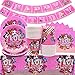 SHAMO 62 Partygeschirr, Rosa Thema Partyzubehör Set Tischdekorationen Geburtstag Dekorationen, Verfügbar für 20 Personen Satz Beinhaltet Teller, Tassen, Banner, Tischdecken, Besteckpapier
