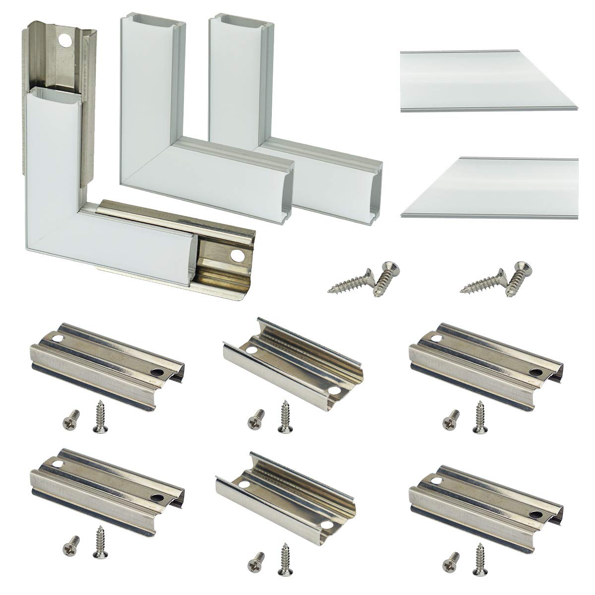 Muzata 4 Pairs Led Channel Corner Connector kit LShape Adaptor and