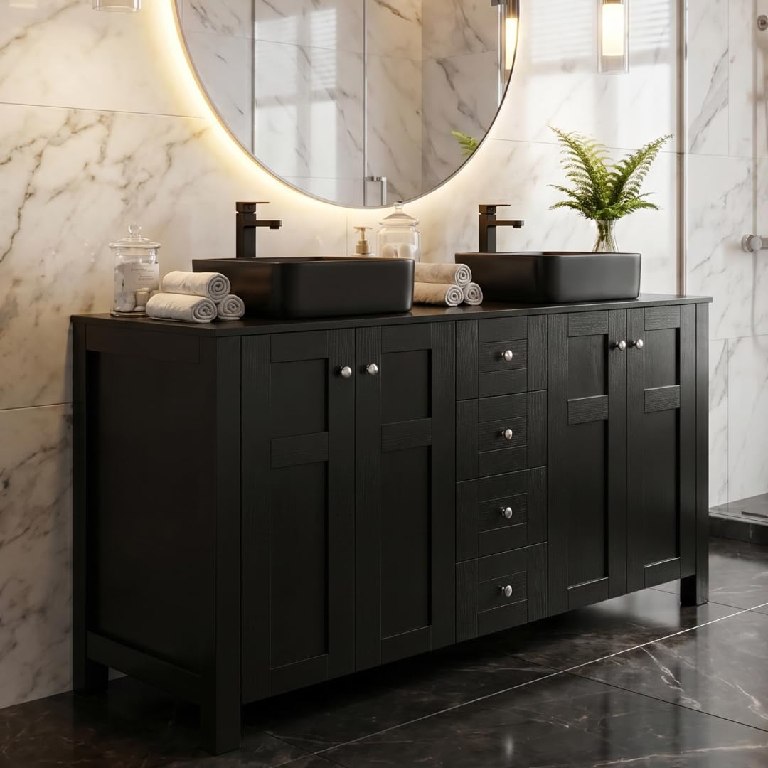 SOLIDEE 48 Inch Black Vanity