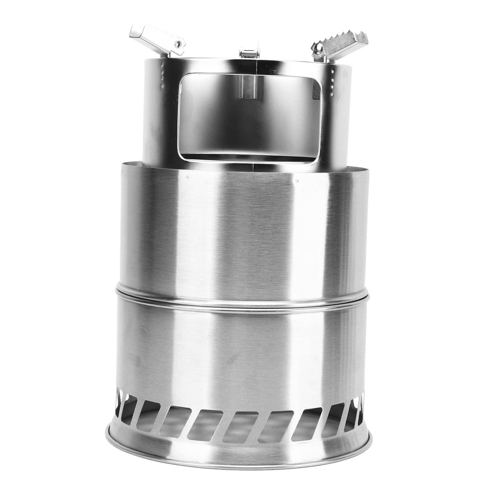 Réchaud de camping portable en acier inoxydable pour cuisine en plein air, chauffage de tente et barbecue, sac de rangement inclus