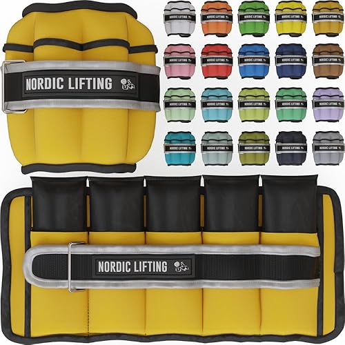 Nordic Lifting - Correa ajustable para el tobillo 1 par de puños con peso de 1 a 5 libras para caminar, fitness y entrenamiento