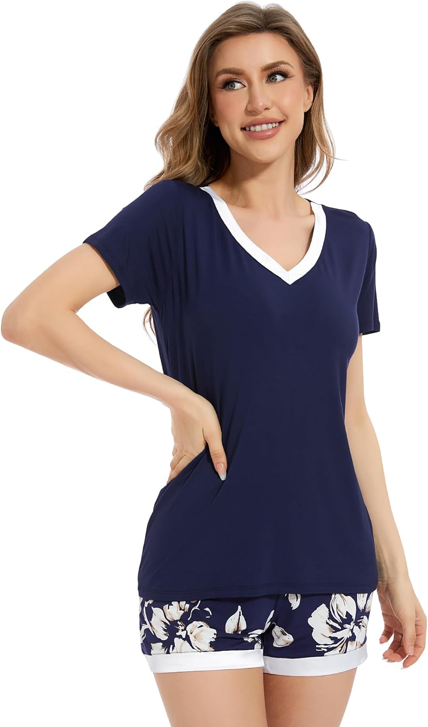 WiWi Viscose from Bamboo Pajamas Set for Women Super Soft Short Sleeve Cooling Summer Plus Size Pjs Sets Sleepwear S-4X - Image 2