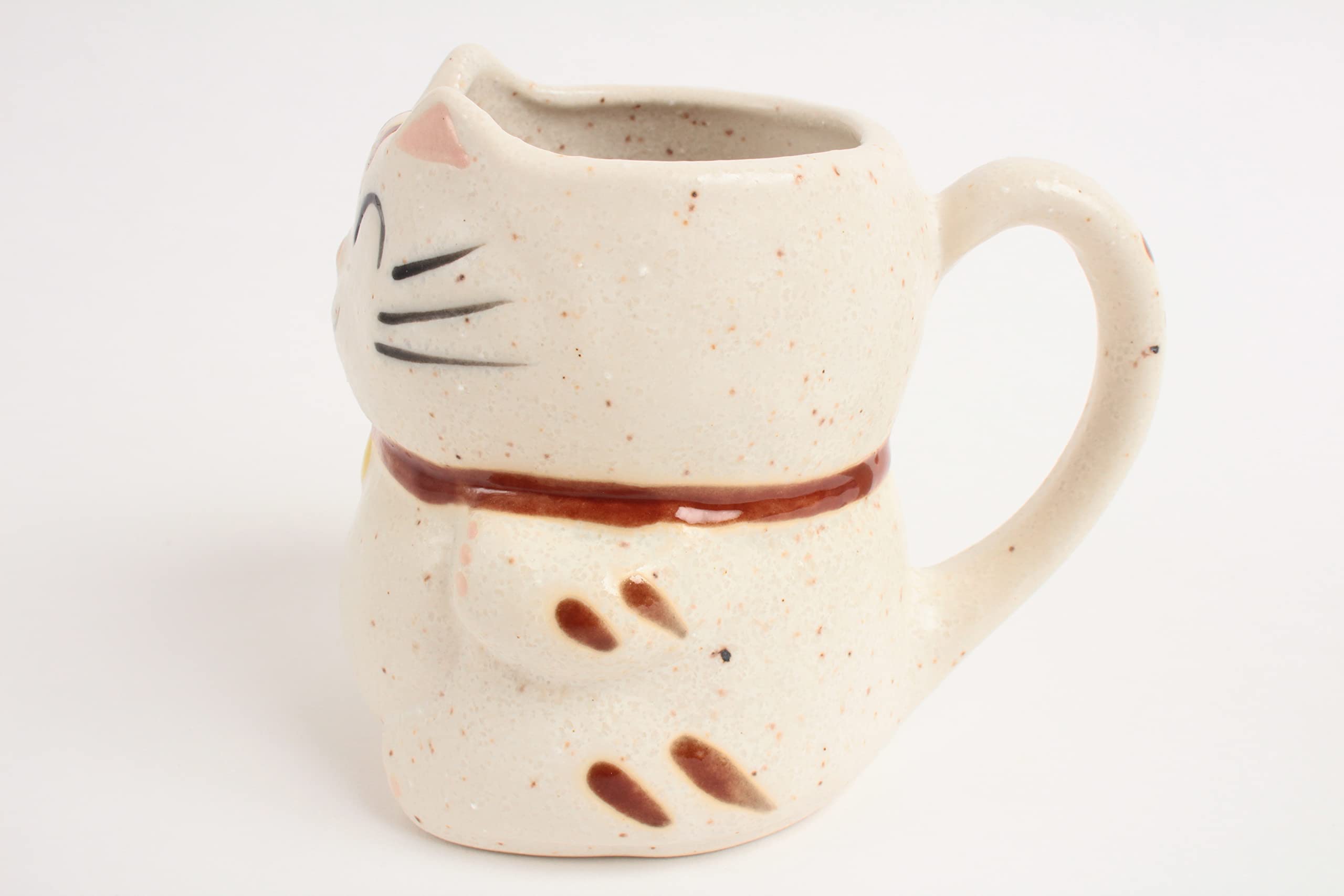 Mino ware Taza de cerámica japonesa Taza Manekineko Gato hecho en Japón (importación de Japón) (gasa blanca) CPM018