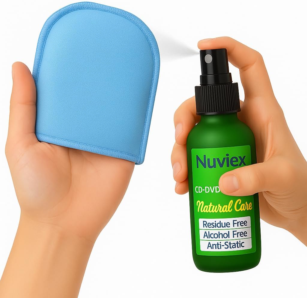 CD & DVD Cleaning Kit – Advanced Cleaning Solution with Premium Microfiber Glove Set – Safe for CDs, DVDs, Blu-ray & Game Discs. Made in USA