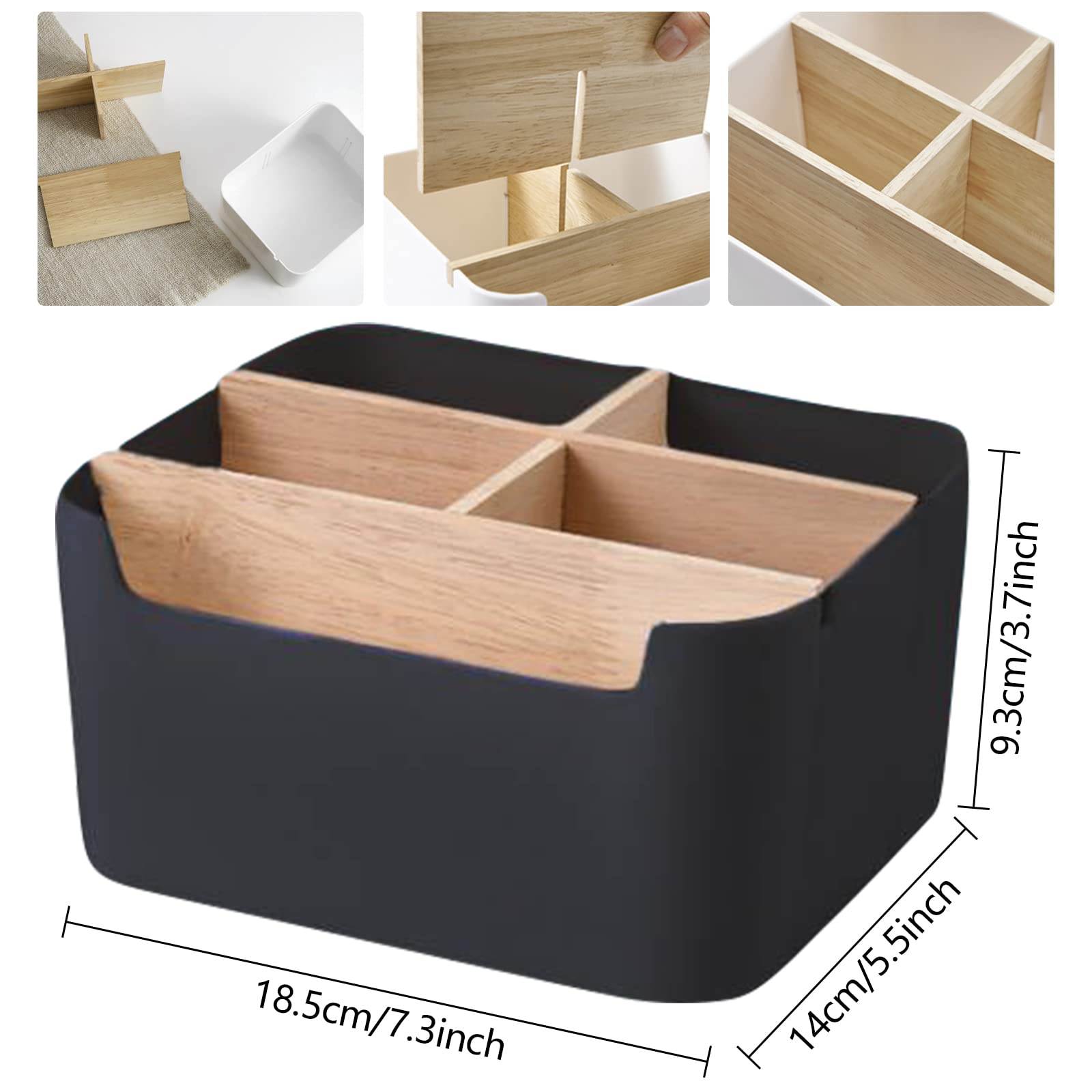 Seasboes Organizer da scrivania 5 scomparti in bambù nero