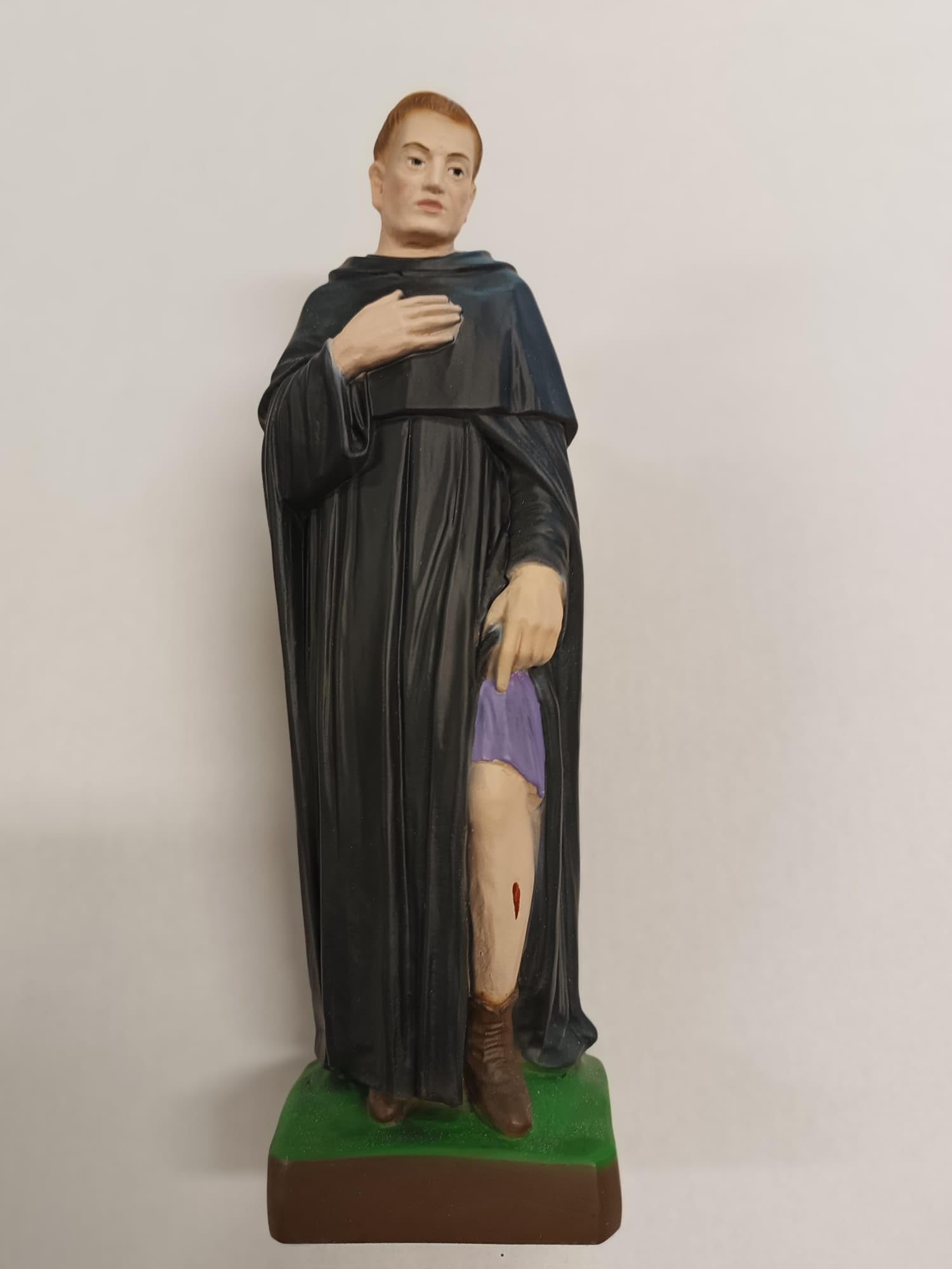 Generico ArteSacracaravaggio Statua di San Pellegrino cm 30 (11,81 inches) in marmo resina piena decorata a mano di produzione artigianale italiana