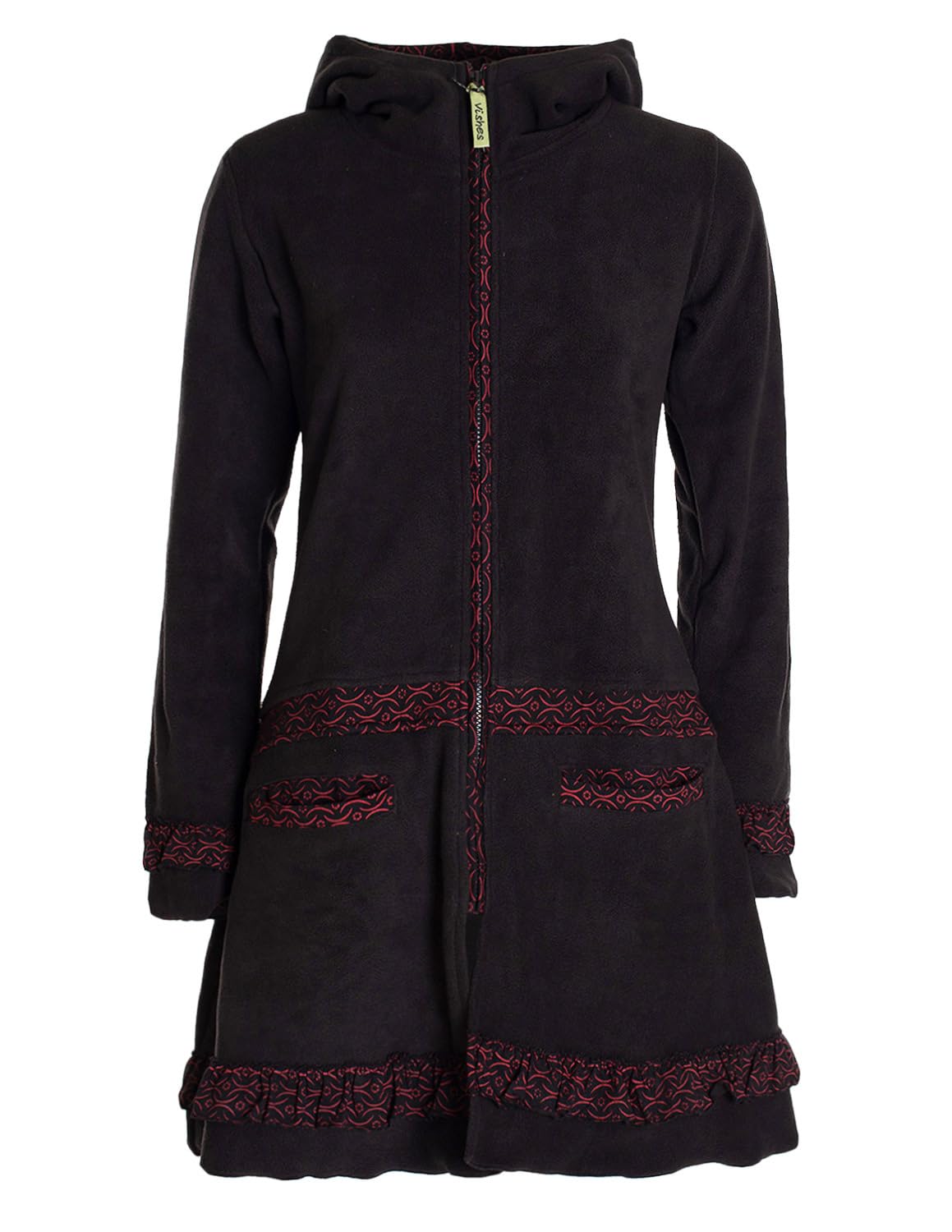 Vishes - Alternative Bekleidung - Damen lange Fleecejacke Fleecemantel Übergangsjacke ECO-Fleece