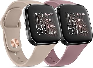 Tobfit Silicone Band for Fitbit Versa 2 Fitness Tracker, Soft Quick-Release Sport Strap for Fitbit Versa SE Watch, Wristband with Metal Buckle for Men Women (2 Pack)-picture-29
