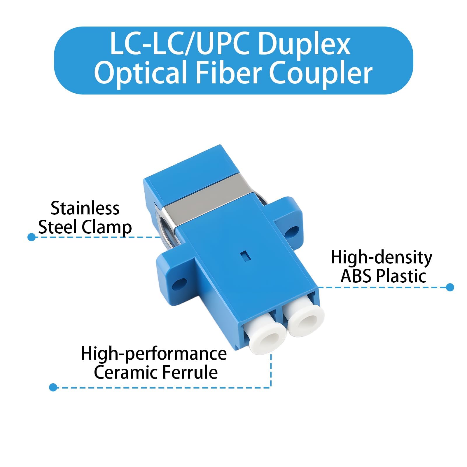 Conector de fibra óptica LC-LC dúplex monomodo UPC acoplador 10 unidades para FTTH