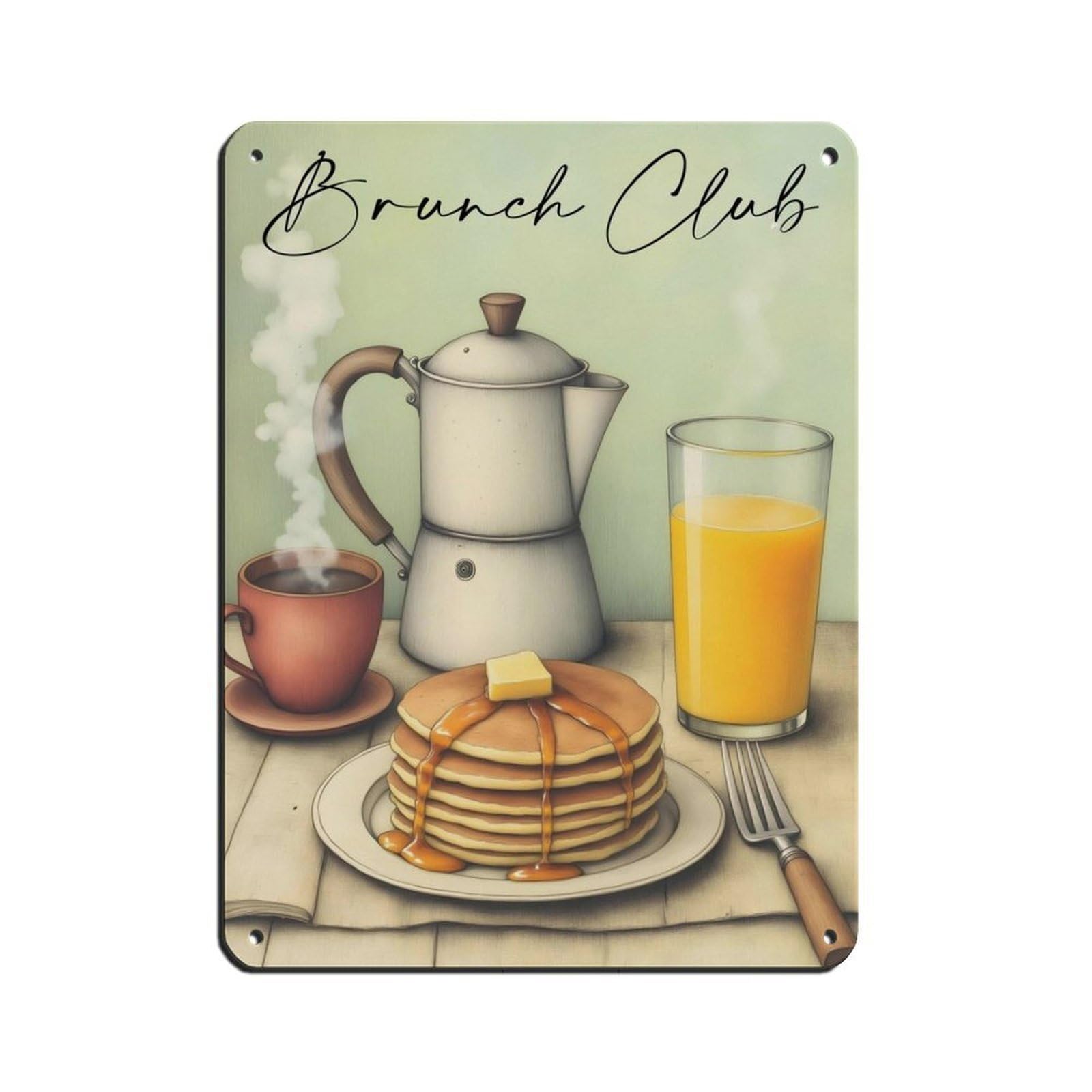 Brunch Club, Vintage Food Poster Tin Sign Vintage Metal Pub Club Cafe Bar Home Wall Art Decoration Poster Retro 12x16inch(30x40cm)