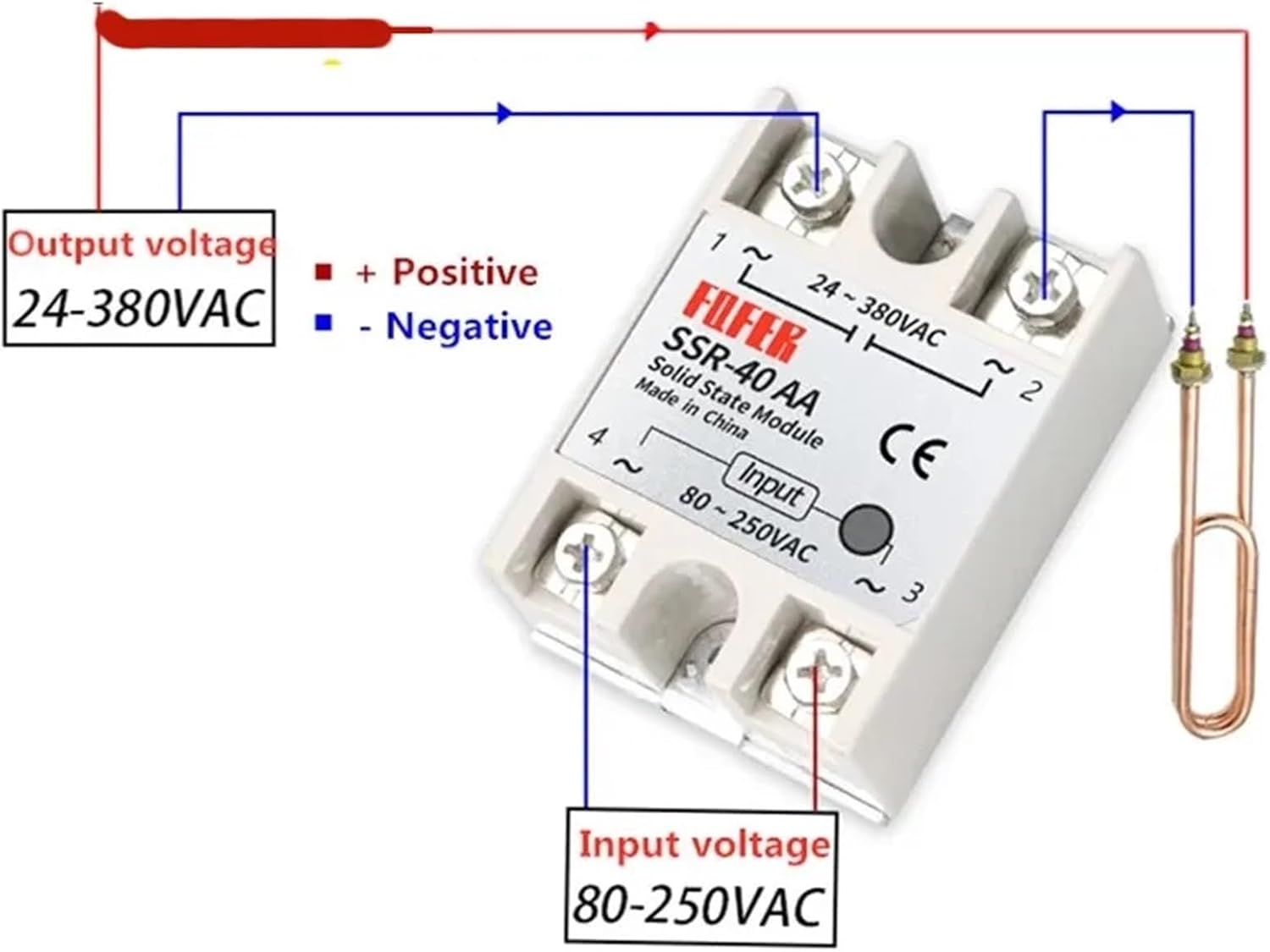 1PC 10A 25A 40A 60A AC-AC Single Phase Solid State Relay SSR SSR-10AA SSR-25AA SSR-40AA SSR-60AA 80-250V 220V to 24-380V (Size : SSR-80AA)