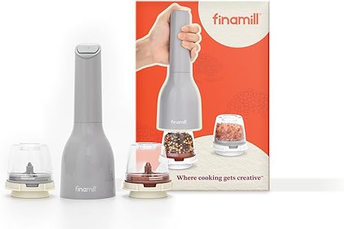 FinaMill Molinillo de Especias Clásico a Batería – Juego de Molinillo de Sal y Pimienta Operado a Batería, Incluye 2 Cápsulas de Especias