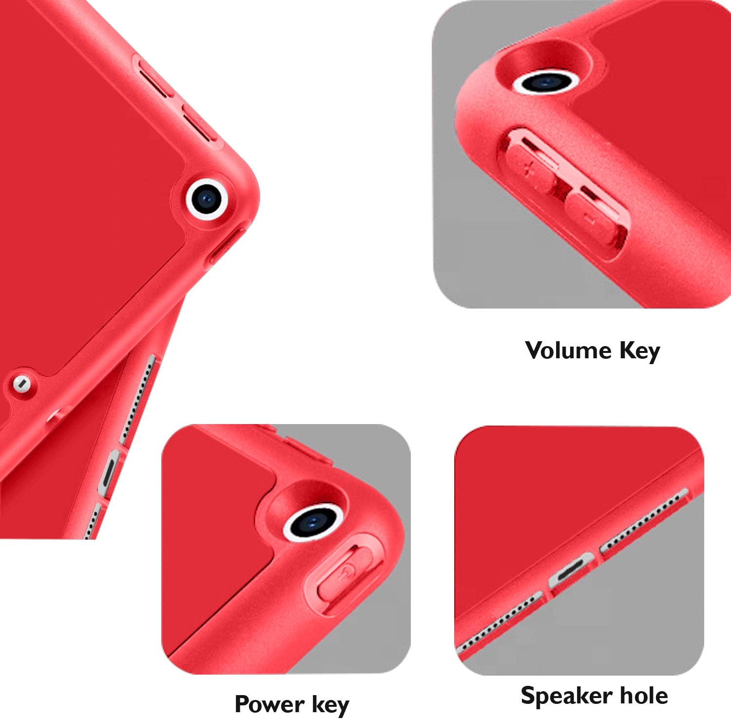 DuraSafe Cases for iPad PRO 11 Inch 1 Gen 2018 [ PRO 11 1st ] A1980 A1934 A2013 A1979 MU0T2LL/A MU0Y2LL/A MTXN2LL/A MTXP2LL/A Durable Shock Proof TPU Silicone Back Case with Pencil Holder - Red