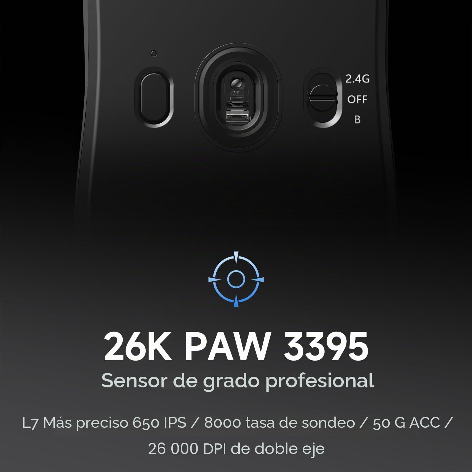 MCHOSE L7 Pro Ratón Gaming Inalámbrico - Ratón Ultraligero de 39g, 8000Hz de Frecuencia de Actualización Inalámbrica, 2,4G/BT/USB-C con Cable, 26000 dpi, 650 IPS, 200 Horas de Batería, Negro